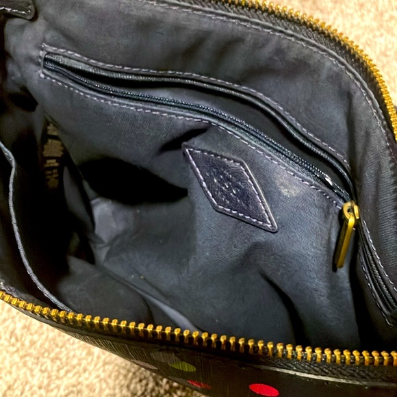 FOSSIL EMMA NAVY POLKA DOT CROSSBODY BAG WITH  KEY FOB - Picture 5 of 9